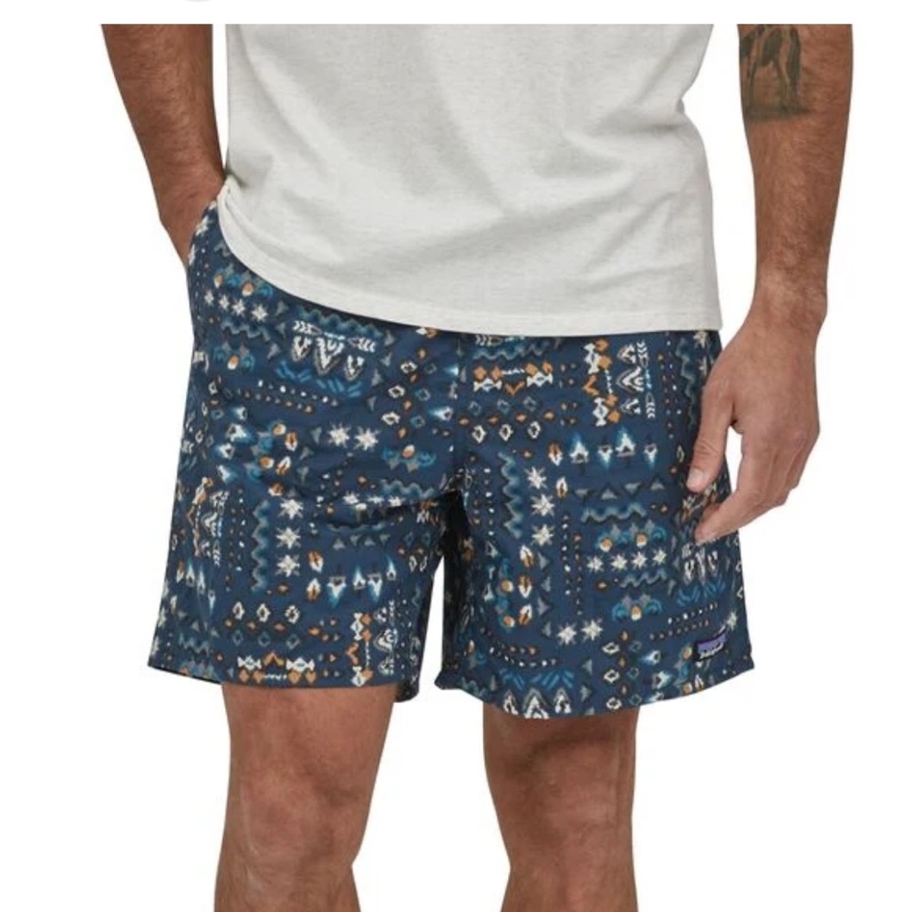 Men’s Patagonia Navy Aztec Print Elastic-Waist Shorts